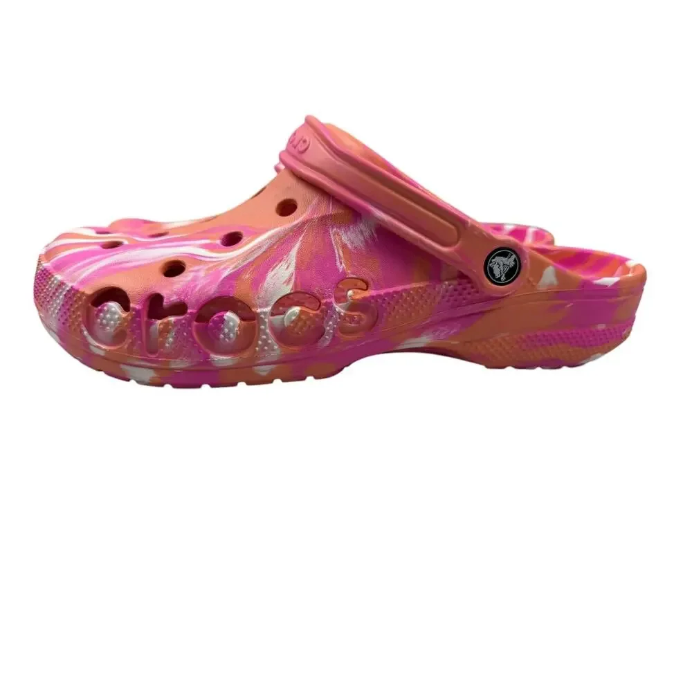 Crocs Unisex Men's and Women's Baya Graphic Clog,Papaya/Multi,14 Women/12 Men